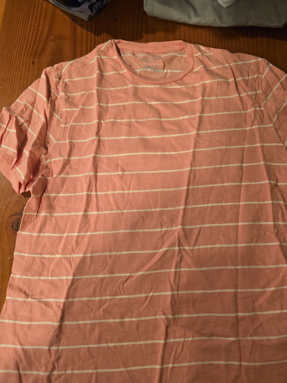 Calvin Klein Coral Pink & White Striped Crewneck Tee - Men